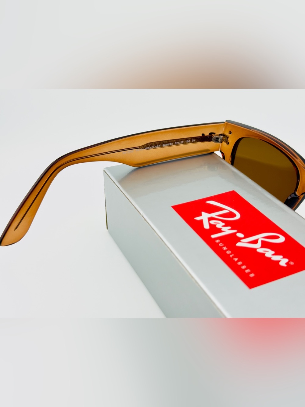 Ray-Ban Mega Wayfarer Sunglasses RB0840 Transparent Brown Frame with Brown Lens - Picture 12 of 15